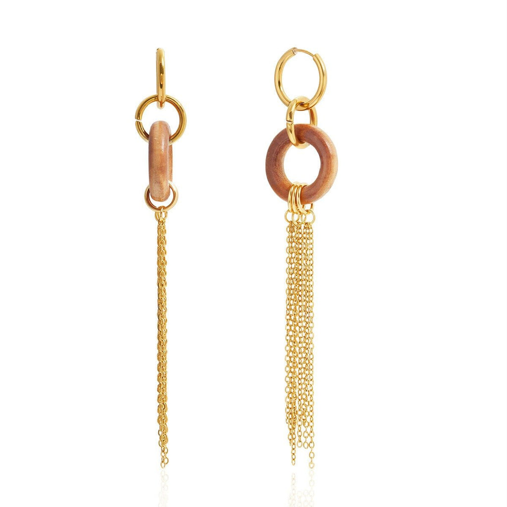 Velóra Auri – Wooden Luxe Tassel Earrings - VELORÁ